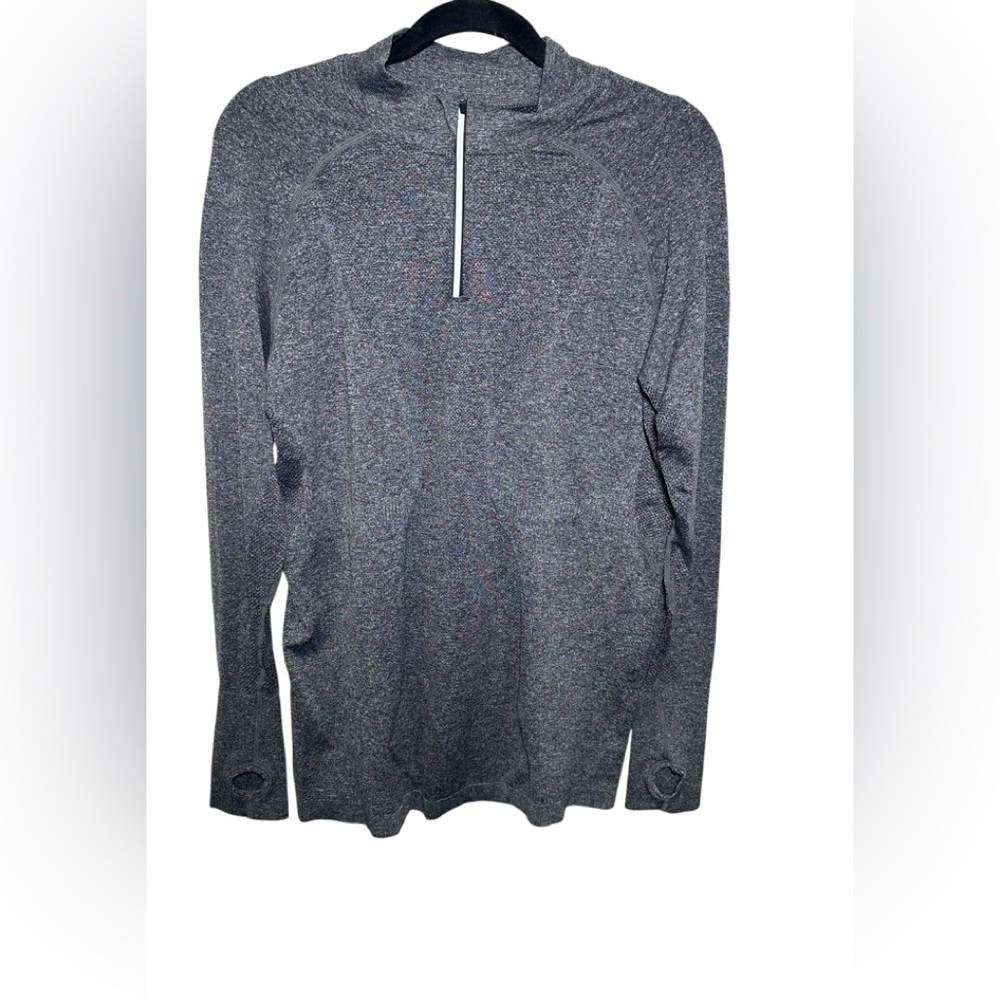 Zyia Long Sleeve 1/4 Zip Seamless Grey Fog Performance Thumb Holes Size XL